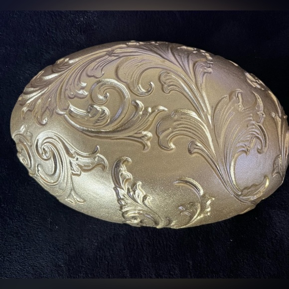 Arda Glass Dish Hand Painted Gold Red Glossy Top Textured Bottom Turkish - Picture 2 of 4